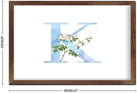 Blue Monogram Initial K Wood Framed Wall Sign