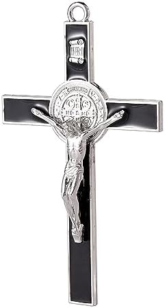 VINETEN Crucifix Wall Cross 4 Inch Black Enamel Catholic Decoration