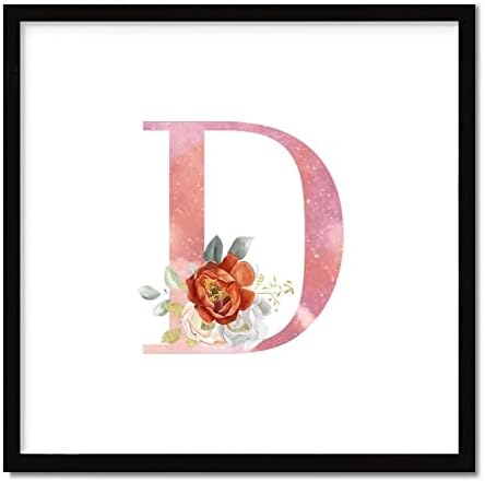 Farmhouse Rustic Wood Frame Sign with Pink D and White Rose