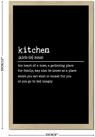 Wood Framed Sign Kitchen Noun Black Rustic Wall Decor 12x8in