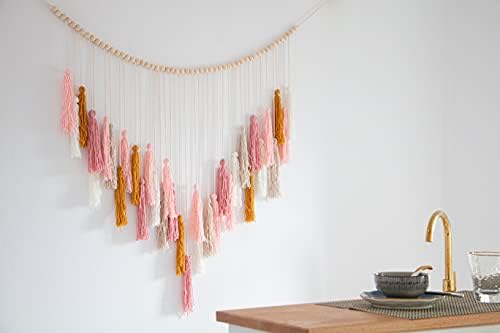 Decocove Macrame Wall Hanging - Pink and Gold