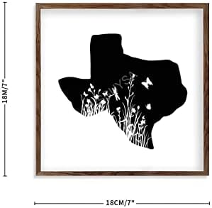 Texas Roses Wildflowers Framed Wood Wall Decor 7x7