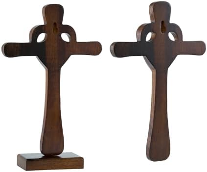DAICAT Hand-Carved Wooden Cross Wall Decor 10 Inch