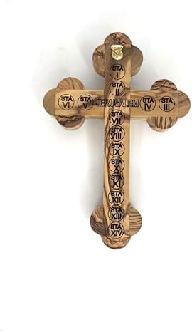 9 Inch Handmade Olive Wood Wall Cross with Relics