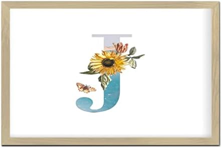 Funny Wood Framed Sign with Monogram Initial J 8x12in