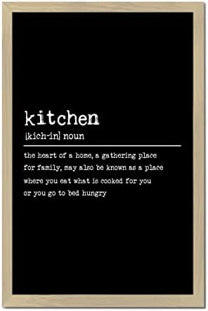 Wood Framed Sign Kitchen Noun Black Rustic Wall Decor 12x8in