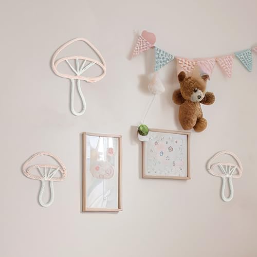 RattanView 3 Pcs Pink Mushroom Wall Decorations