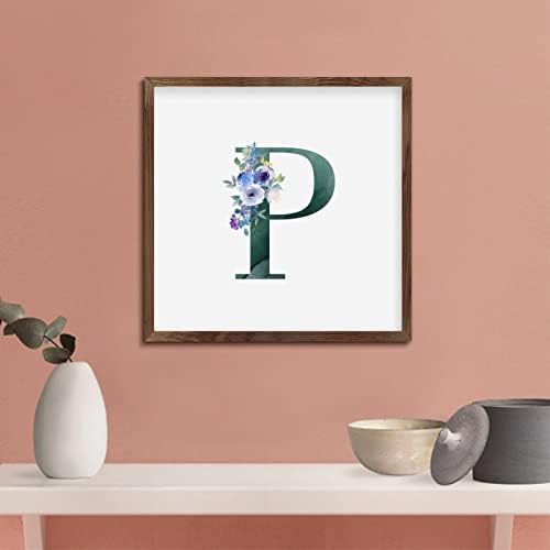 Personalized Wood Framed Monogram Sign with Peonies Design