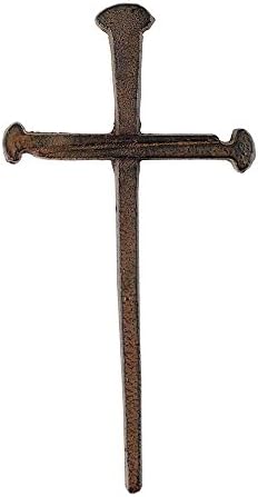 Dicksons 9 Inch Antiqued Brown Metal Wall Cross with Three Nails