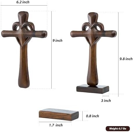 DAICAT Hand-Carved Wooden Cross Wall Decor 10 Inch