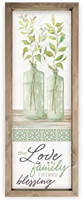 Family Love Wall Sign With Frame 6x18
