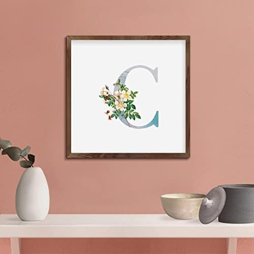 Funny Framed Wooden Sign Initial Letter C Monogram Wall Art