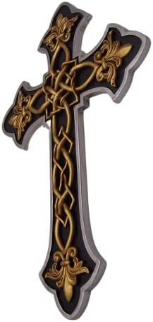 Wowser Black Wall Cross with Fleur De Lis Design