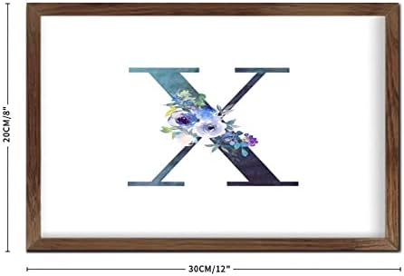 Initial Letter X Blue Monogram Wood Framed Sign Wall Decor
