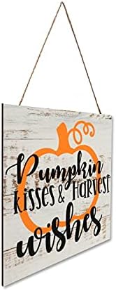 Pumpkin Kisses Harvest Wishes Wall Plaque Sign 12x12