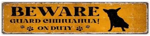 Beware Guard Dogs on Duty Rustic Wall Wood Sign 4x18 Inch