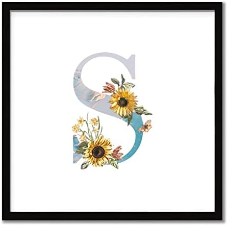 Sunflower Marble Initial Letter S Wood Sign Wall Art