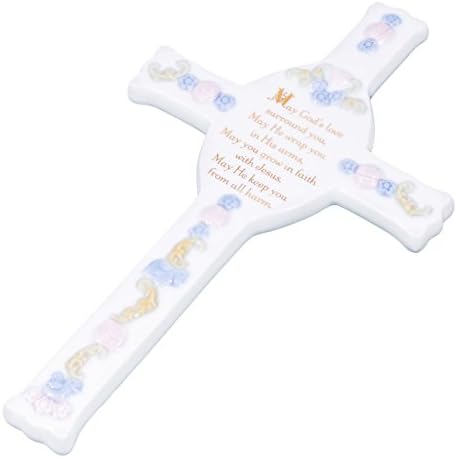 Roman Baptism Gods Love Blue Baby Boy Wall Cross