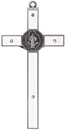 VINETEN White Enamel Crucifix Wall Cross - 77x4x1