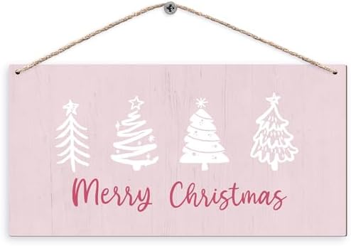Duxmnamg Pink Christmas Trees Wall Sign 12x6