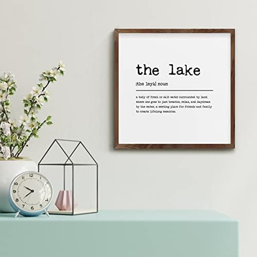 The Lake Framed Wood Sign Home Decor 12x12