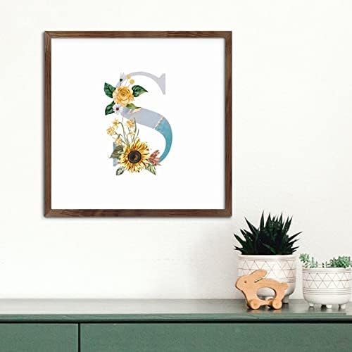 Blue Monogram Initial Letter S Framed Wall Art Sign
