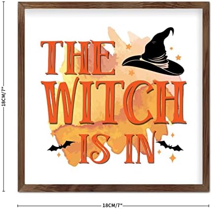 Witch in Wooden Plaque with Frame 7x7