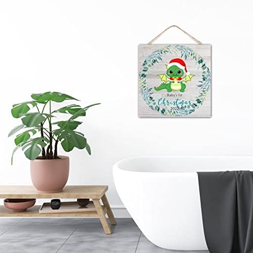 Funny Dinosaur Christmas Wall Decor Sign