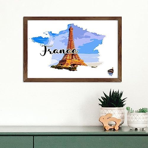France Framed Wood Sign Plaque Wall Art Decor
