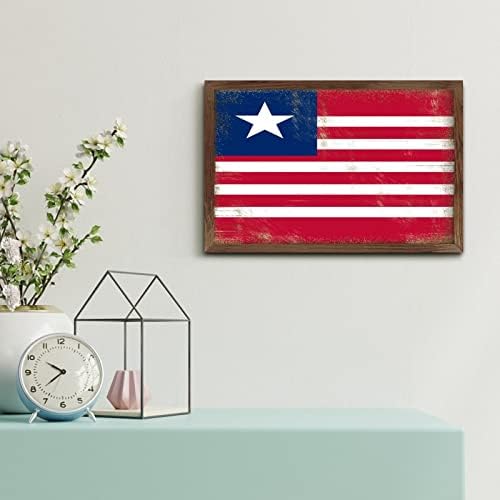 Liberia Flag Wood Framed Sign Wall Art