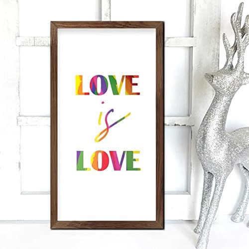 LGBT Pride Wood Framed Sign Love is Love 22x12 In 1