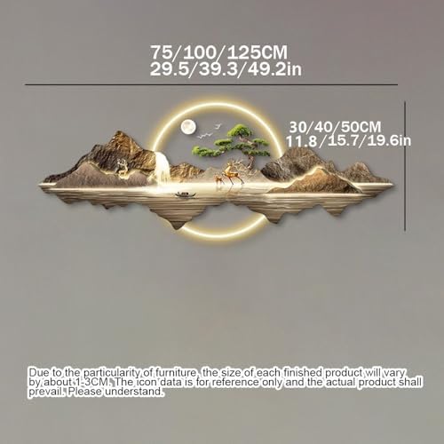 LED Landscape Wall Decor with Mountains Water and Deer 1