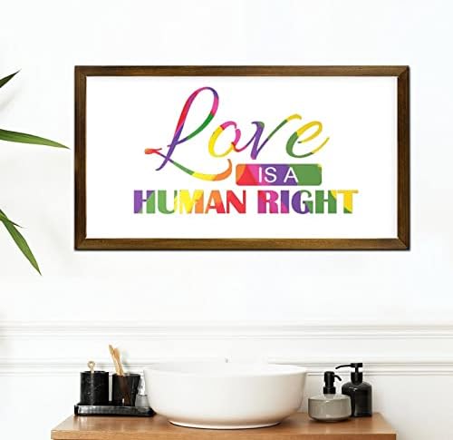 LGBT Pride Framed Wood Wall Sign Love is a Human Right