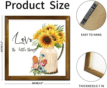 Love The Little Things Framed Wood Sign 12x12 inch