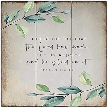 Rustic Wood Bible Verse Sign 16x16inch Modern Farmhouse Wall Decor