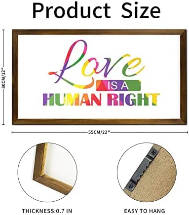 LGBT Pride Framed Wood Wall Sign Love is a Human Right
