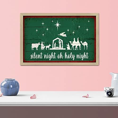 Merry Christmas Wall Art Decor Framed Wooden Sign 8x12in