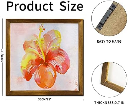 Retro Orange Hibiscus Flower Wood Wall Sign 1