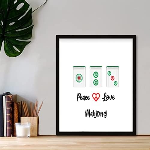 Mahjong Framed Wood Sign Peace Love Wall Decor