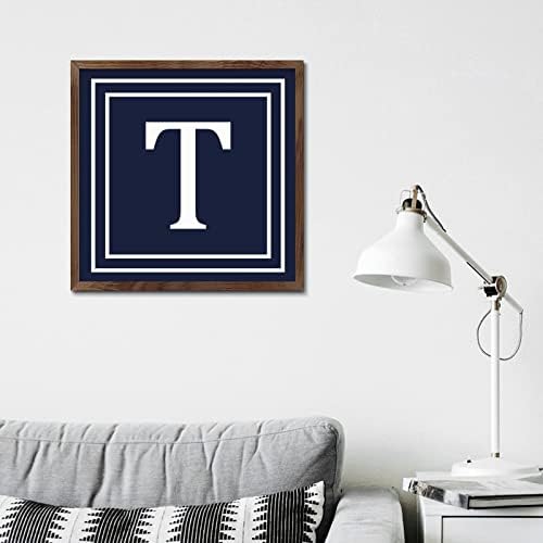 Initial Letter T Monogram Wall Decor Sign 12x12in