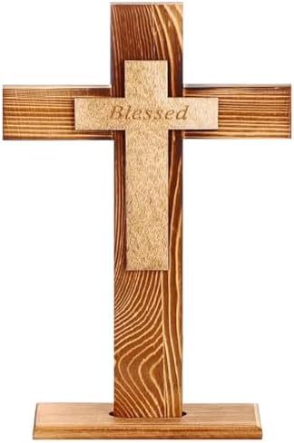 Wooden Standing Cross for Home and Church Decor