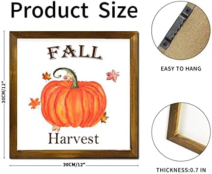 Fall Harvest Wooden Framed Sign 12x12 Inch