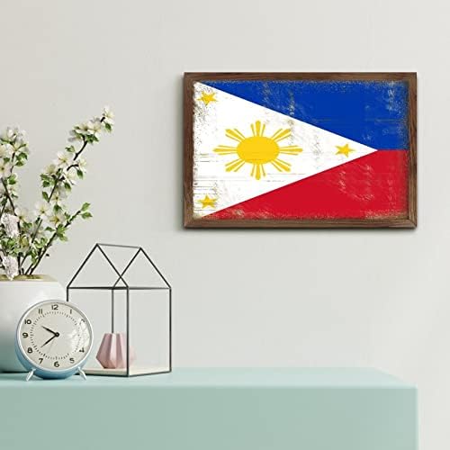 Philippines Flag Farmhouse Wood Sign 8x12 1