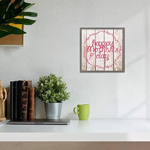 Happy Mothers Day Sign 12x12 Charcoal Rustic Wood Frame