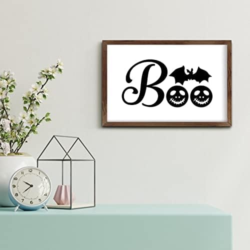 Christmas Farmhouse Decor Boo Witch on Broom Stick Wall Sign