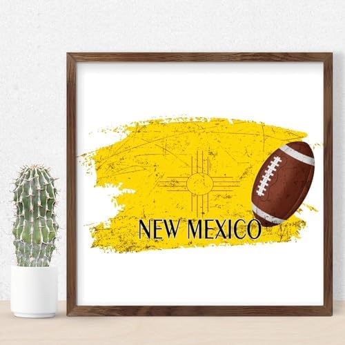 Football Theme New Mexico Framed Wood Sign Wall Decor