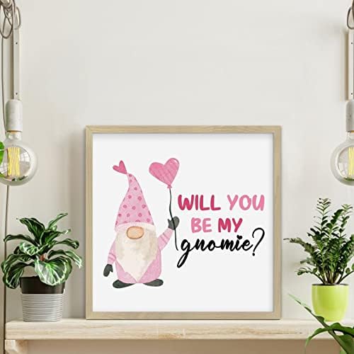 Valentines Day Gnomie Wood Framed Sign