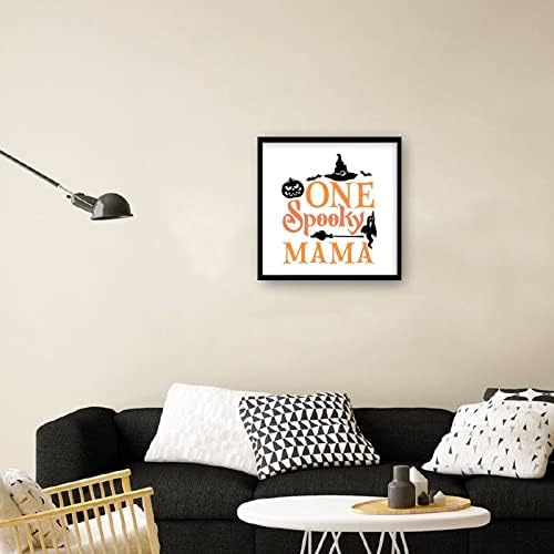 One Spooky Mama Wooden Plaque with Frame Witch Hat Sign