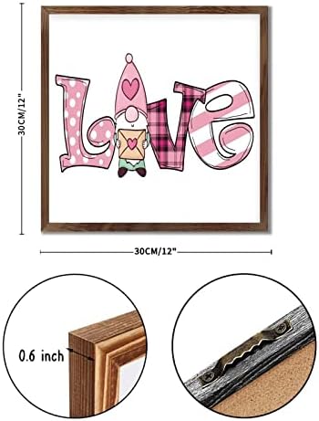 Valentine Gnome Love Letter Framed Wood Sign Home Decor