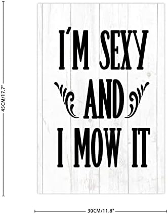 Im Sexy and I Mow It Wood Wall Sign 12x18 Inch